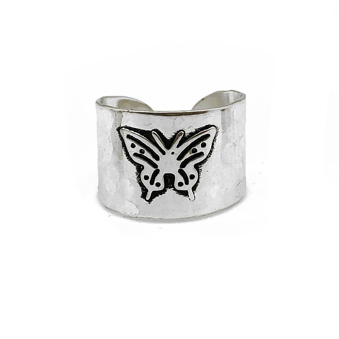 Silver Plated Adjustable Cuff Ring - Butterfly - Recetas Fair Trade