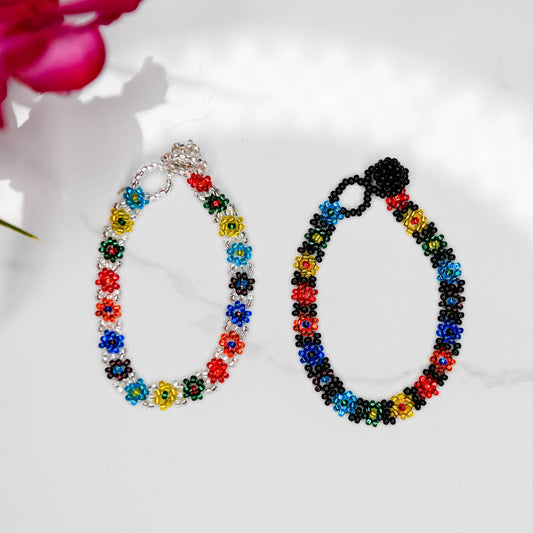 Silver Rainbow Flower Bracelet - Recetas Fair Trade