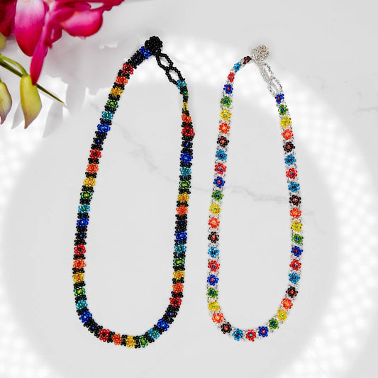 Silver Rainbow Flower Necklace - Recetas Fair Trade