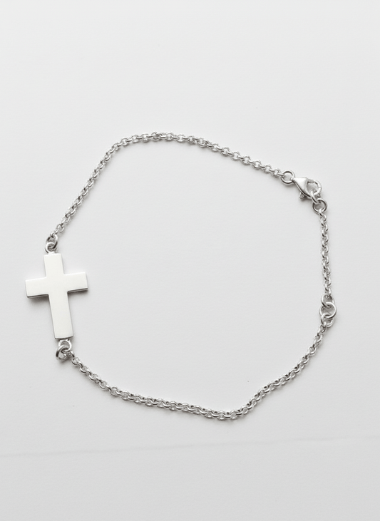 Simple Cross Bracelet | Sterling Silver - Recetas Fair Trade