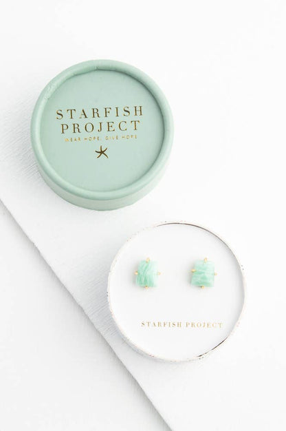 Simple Treasures Studs in Amazonite - Recetas Fair Trade