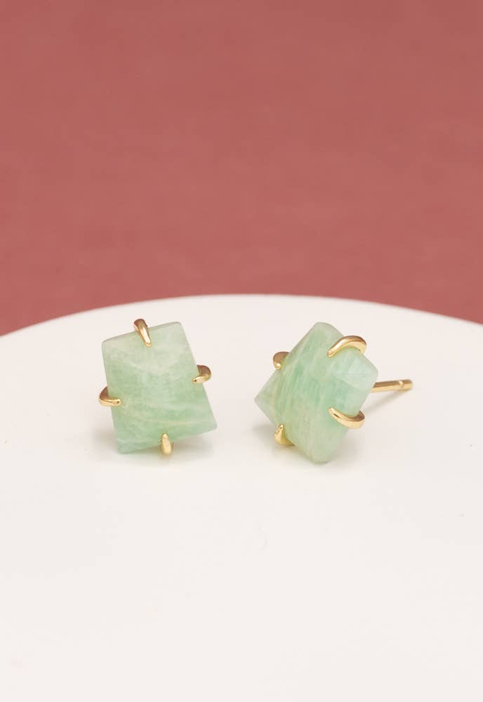 Simple Treasures Studs in Amazonite - Recetas Fair Trade