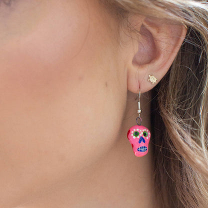 Skeleton Sugar Skull Ceramic Earrings - Recetas Fair Trade