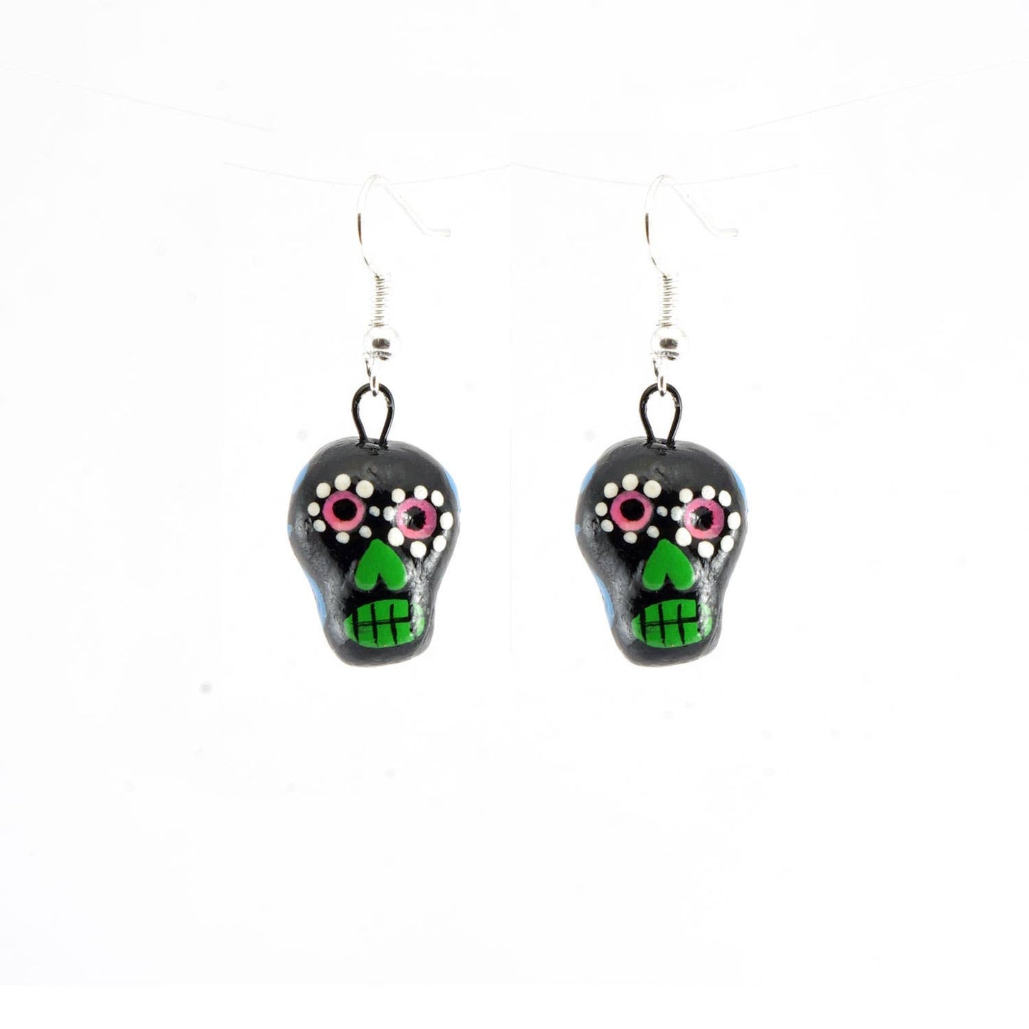 Skeleton Sugar Skull Ceramic Earrings - Recetas Fair Trade