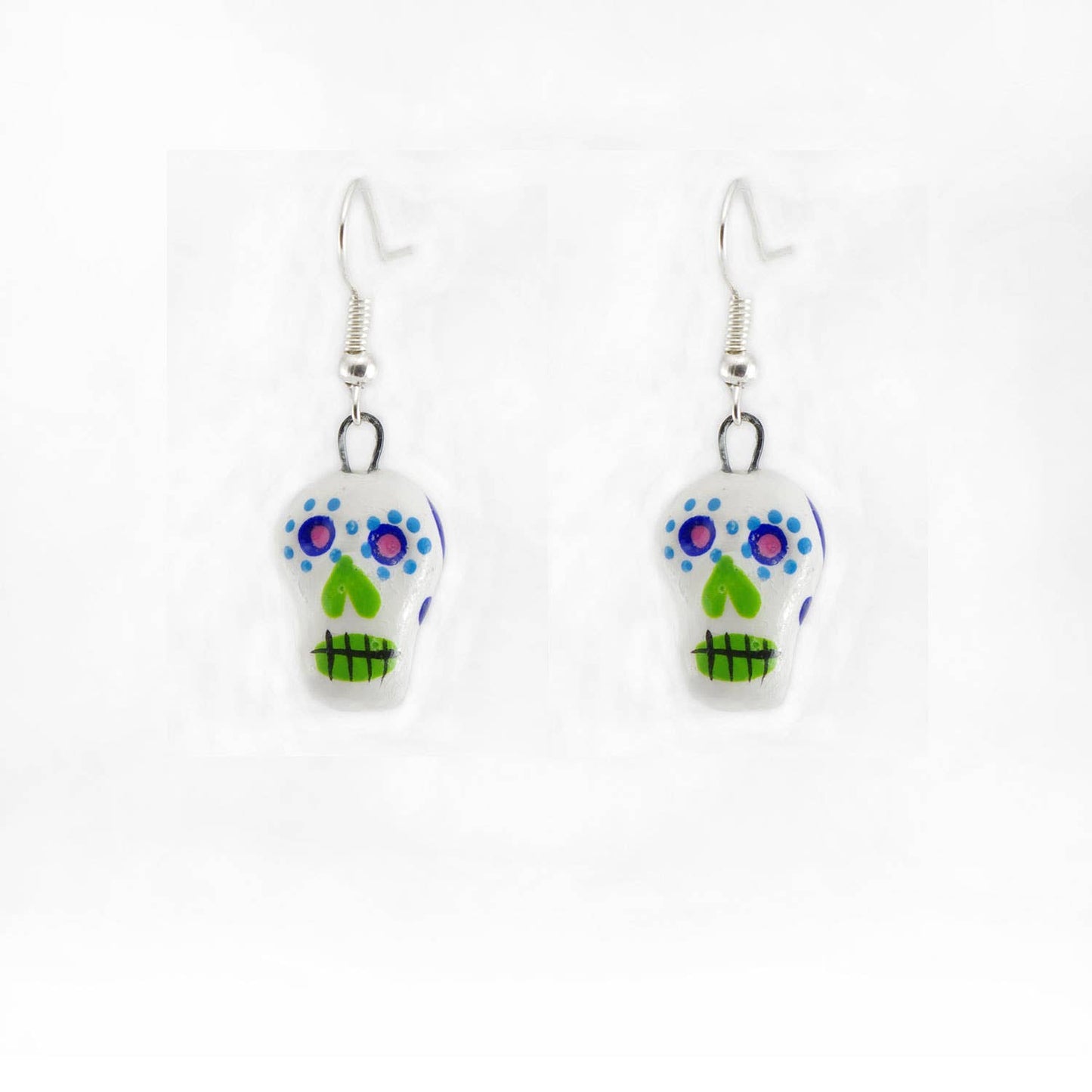 Skeleton Sugar Skull Ceramic Earrings - Recetas Fair Trade