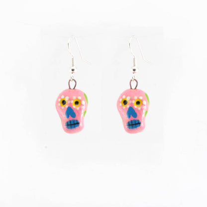 Skeleton Sugar Skull Ceramic Earrings - Recetas Fair Trade