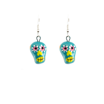 Skeleton Sugar Skull Ceramic Earrings - Recetas Fair Trade