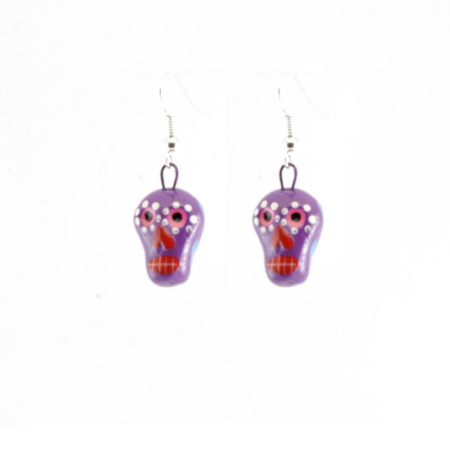 Skeleton Sugar Skull Ceramic Earrings - Recetas Fair Trade