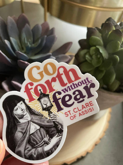 St. Clare of Assisi Waterproof Catholic Sticker - Recetas Fair Trade