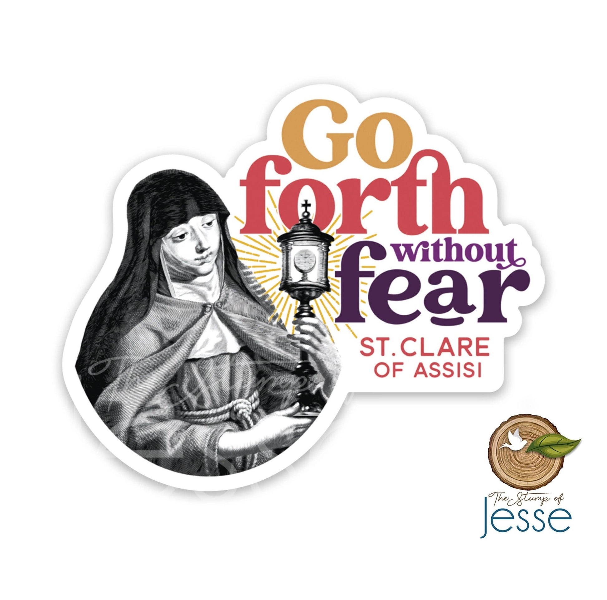 St. Clare of Assisi Waterproof Catholic Sticker - Recetas Fair Trade