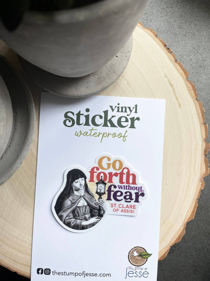 St. Clare of Assisi Waterproof Catholic Sticker - Recetas Fair Trade