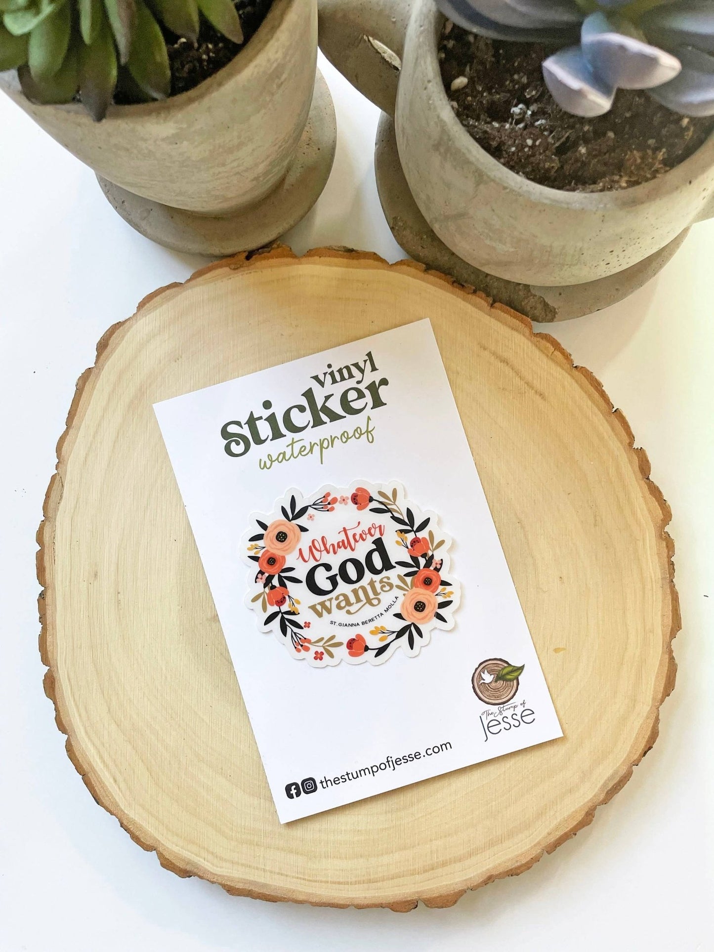 St. Gianna Beretta Molla Whatever God Wants Sticker - Recetas Fair Trade