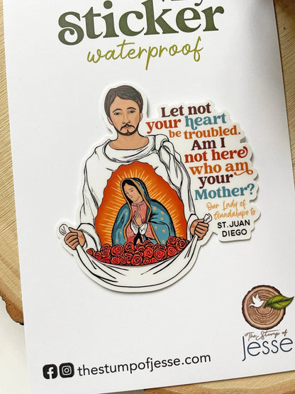 St. Juan Diego Waterproof Vinyl Catholic Sticker - Recetas Fair Trade