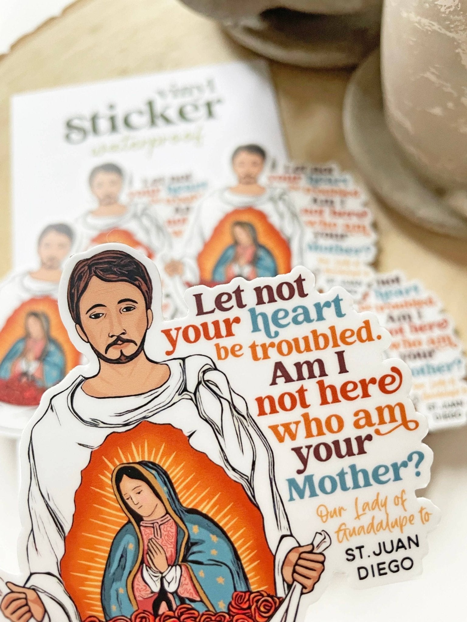 St. Juan Diego Waterproof Vinyl Catholic Sticker - Recetas Fair Trade