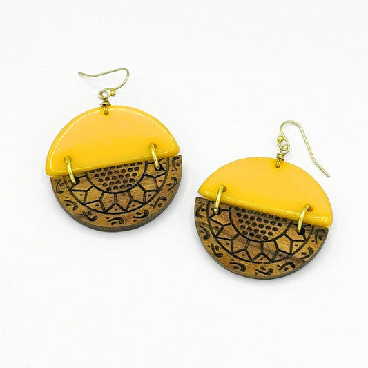Sunflower Fields Mixed Material Earrings - Recetas Fair Trade