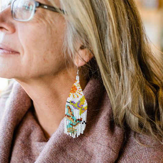 Sunrise Hummingbird in Flight Fringe Earrings - Recetas Fair Trade