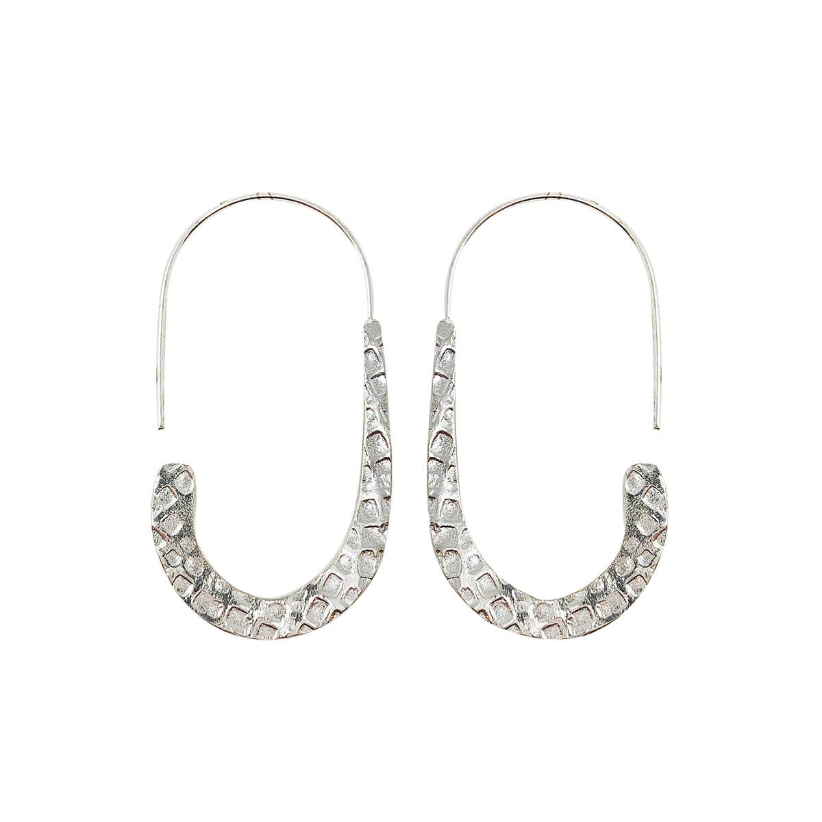Textured Drop Earrings - Silver - Recetas Fair Trade