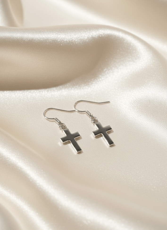 The Simple Cross Earrings | Sterling Silver - Recetas Fair Trade