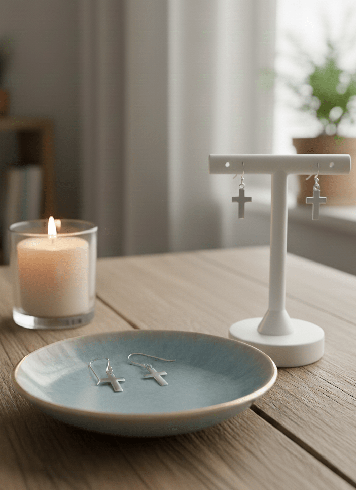 The Simple Cross Earrings | Sterling Silver - Recetas Fair Trade