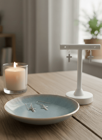 The Simple Cross Earrings | Sterling Silver - Recetas Fair Trade