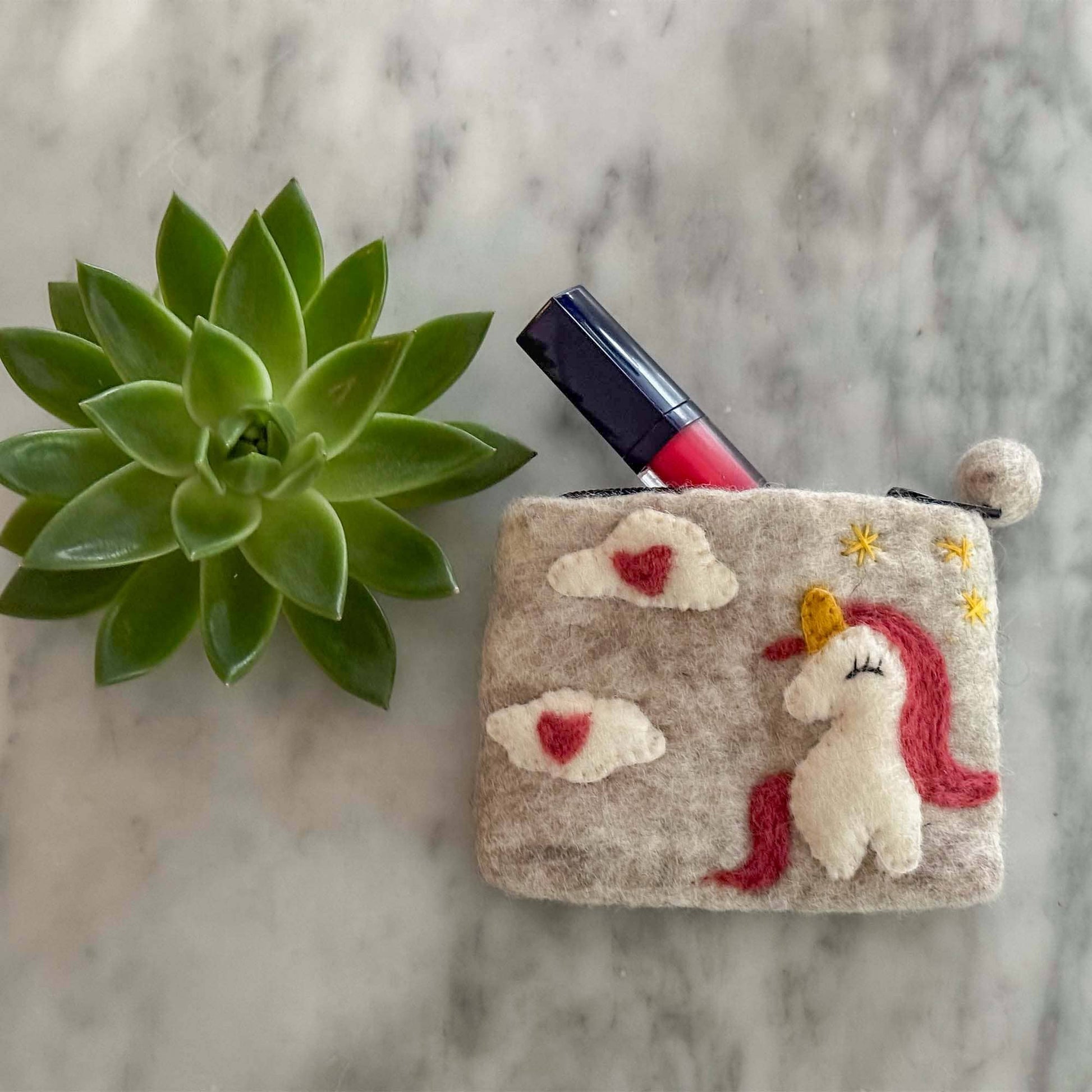 Unicorn Felt Coin Purse - Recetas Fair Trade