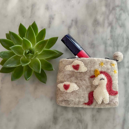 Unicorn Felt Coin Purse - Recetas Fair Trade