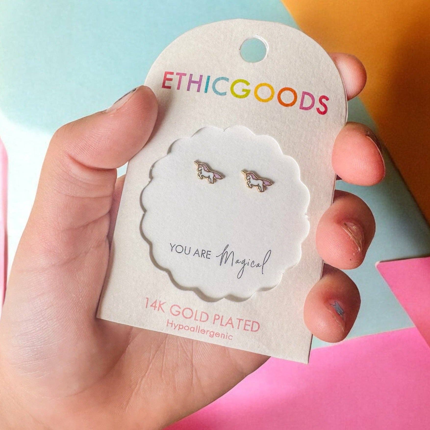 Unicorn Tiny Stud Earrings - Recetas Fair Trade