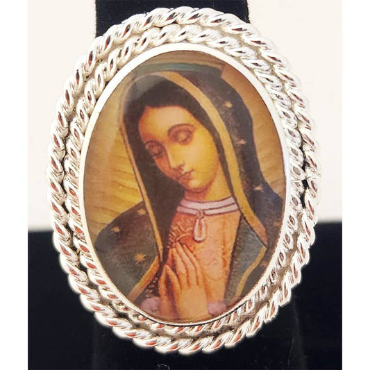 Virgin of Guadalupe Portraiture Silver Rings - Recetas Fair Trade