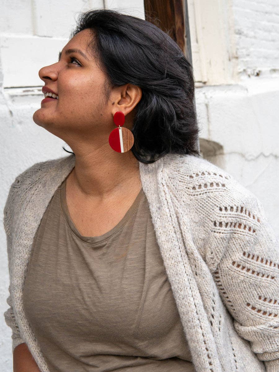 Volcano Wood + Resin Statement Earrings - Recetas Fair Trade