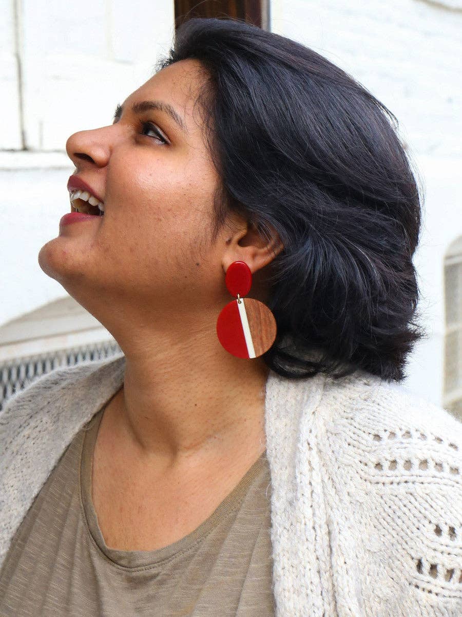 Volcano Wood + Resin Statement Earrings - Recetas Fair Trade