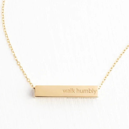 Walk Humbly Bar Necklace - Recetas Fair Trade