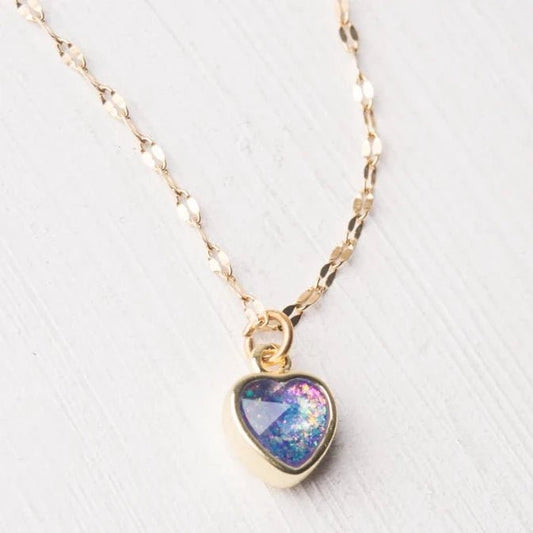 Wear Blue Gold Heart Necklace - Recetas Fair Trade