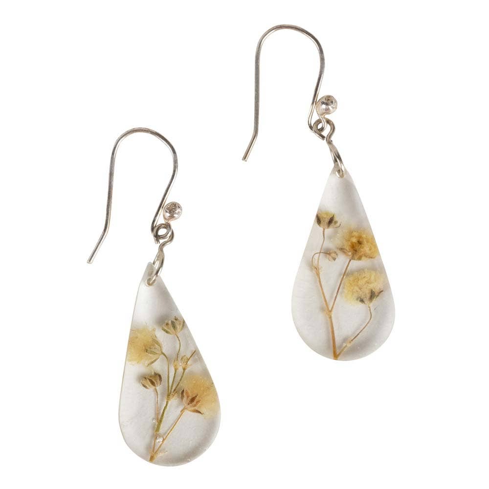 White Rain Flower Earrings - Recetas Fair Trade