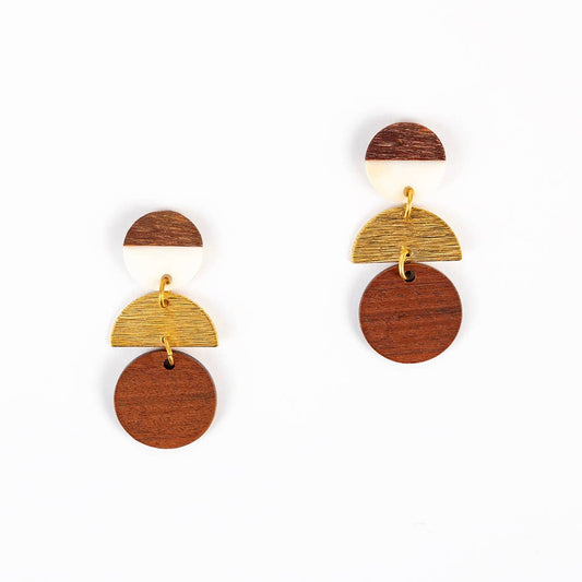Wood Disc Stack Earrings - Recetas Fair Trade