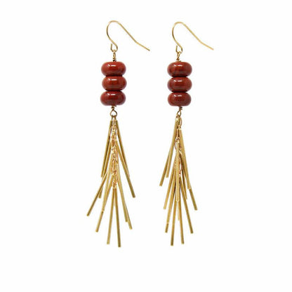 Earrings: Red Jasper and Metal Fringe - Starfish Project